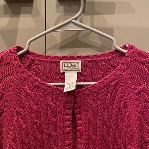 L.L. Bean Chunky Cable Knit 100% Cotton Cardigan